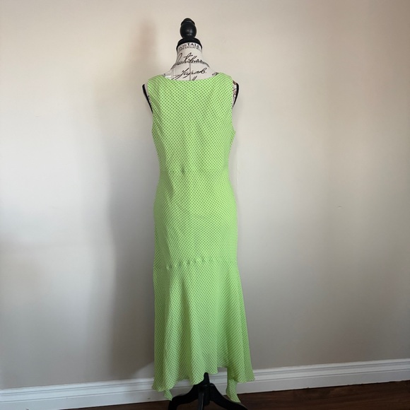 Tessuti vintage sleeveless green with black polka dot midi wedding guest dress - Picture 4 of 9